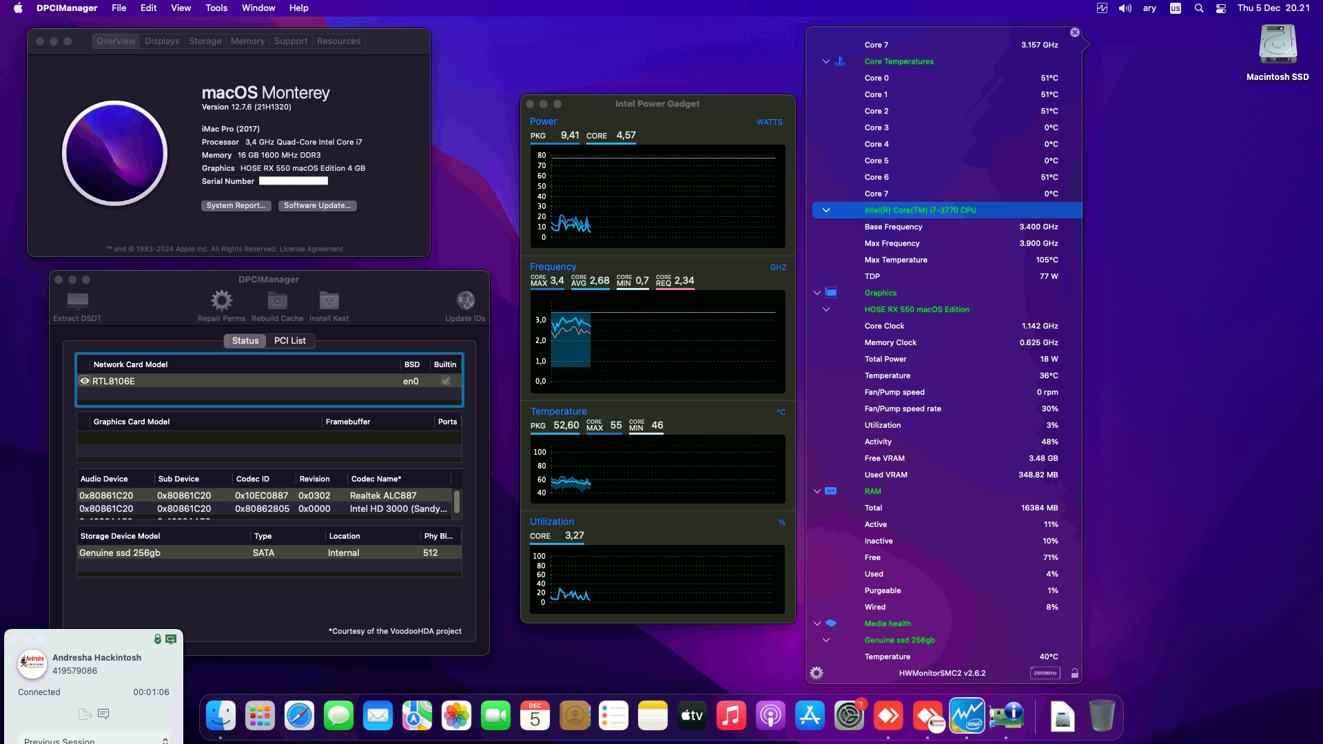 Success Hackintosh macOS Monterey 12.7.6 Build 21H1320 in Axper H61-AXM2 + Intel Core i7 3770 + Hose RX 550